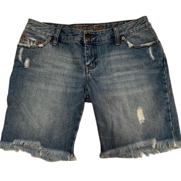 American Eagle Outfitters Pants - American Eagle Blue Jean Shorts Size 4 Distressed Pockets Zip Front NWT